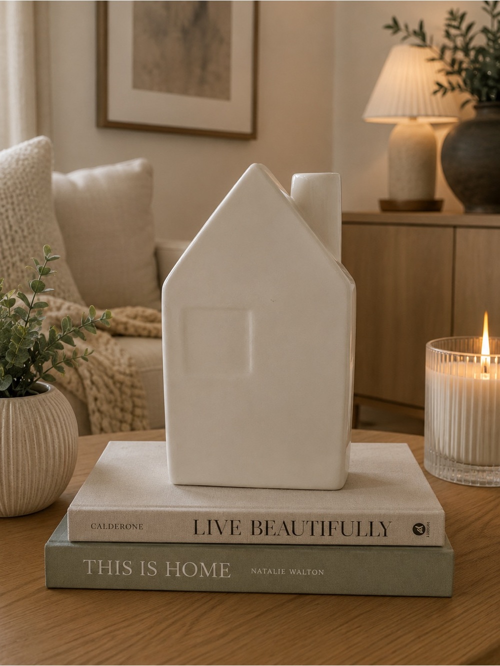 Hearth and Hand Ceramic House Vase - Cream